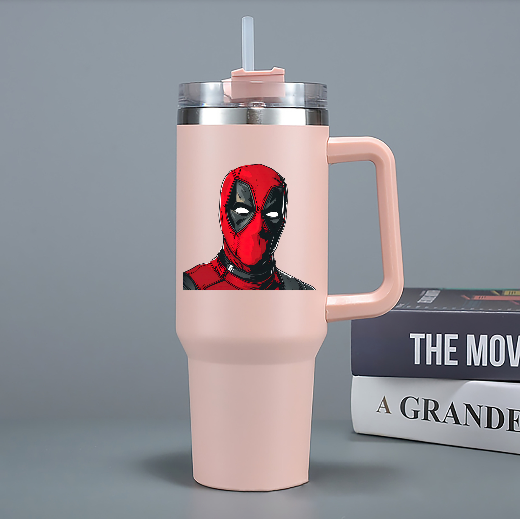 （画像用） Deadpool デッドプール 1200mL車用タンブラー - クリスタルステッカー（プラスチックストロー付き）